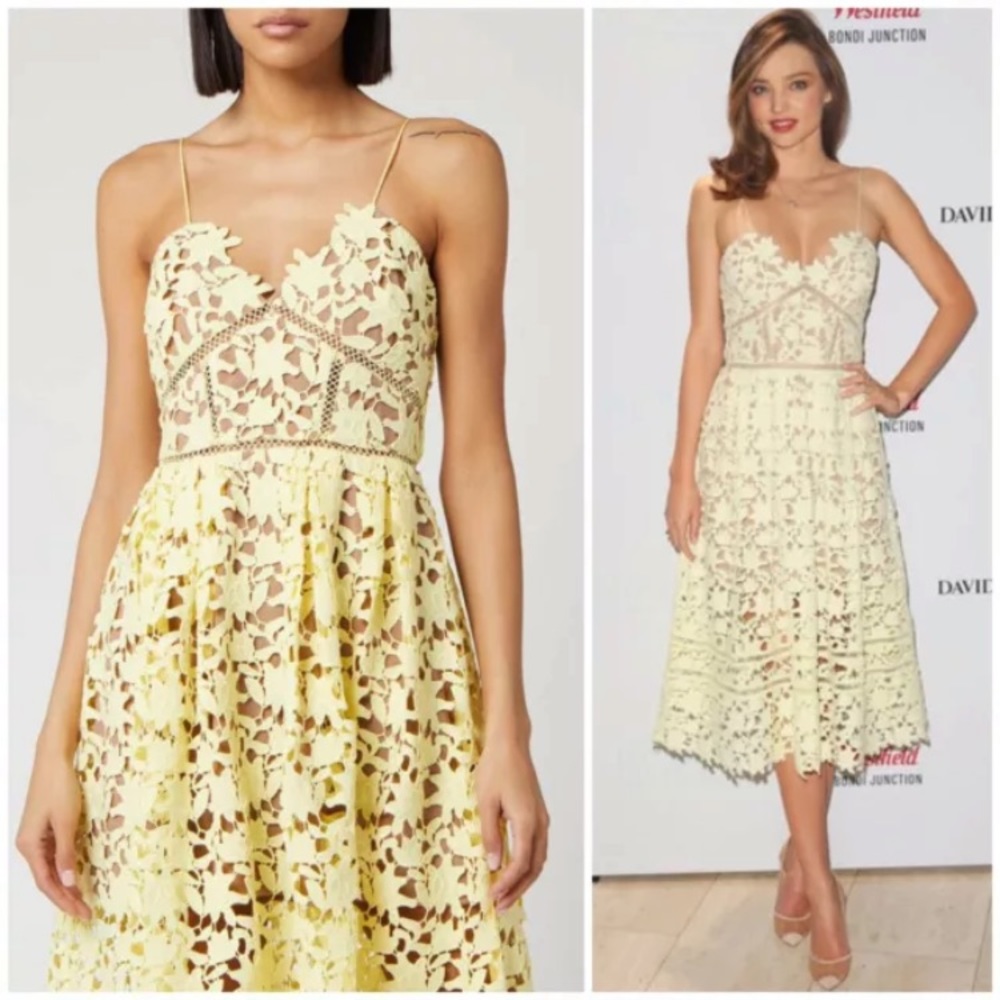 SELF PORTRAIT YELLOW AZAELEA LACE DRESS SIZE 6
